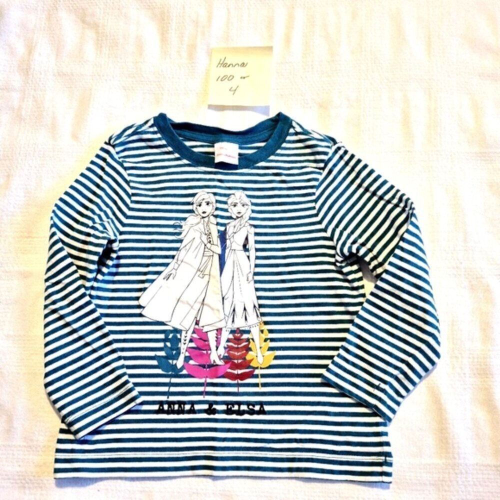 Hanna Andersson girls size 100 or 4 Frozen Anna & Elsa striped long sleeve shirt